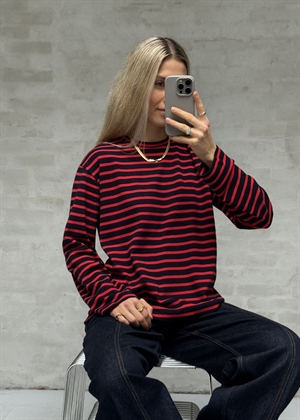 Nete stripe bluse Navy/Red Boii Studios